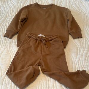 Zara Kids Plush Brown Sweatshirt and Joggers Set - 6T